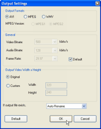 Окно настроек Frezz FLV to AVI Converter